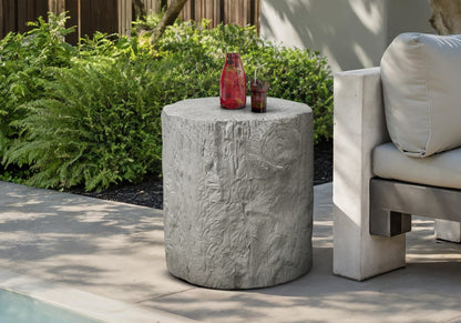 Grey Magnesium Oxide Outdoor Accent Table for Garden or Porch
