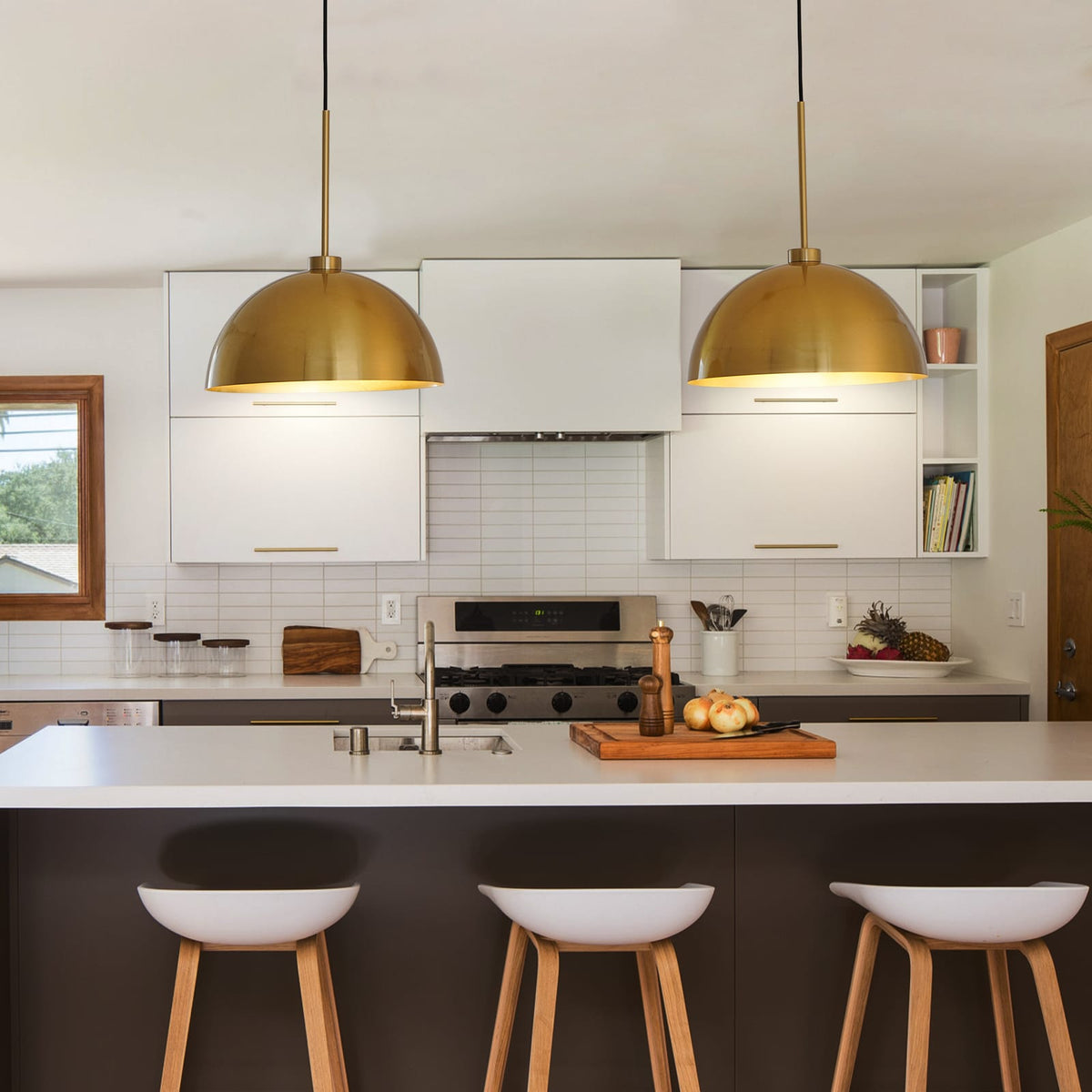 Coppery Iron Double Pendant Light - 41 Inch Dining Room Lighting