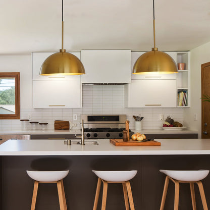 Coppery Iron Double Pendant Light - 41 Inch Dining Room Lighting