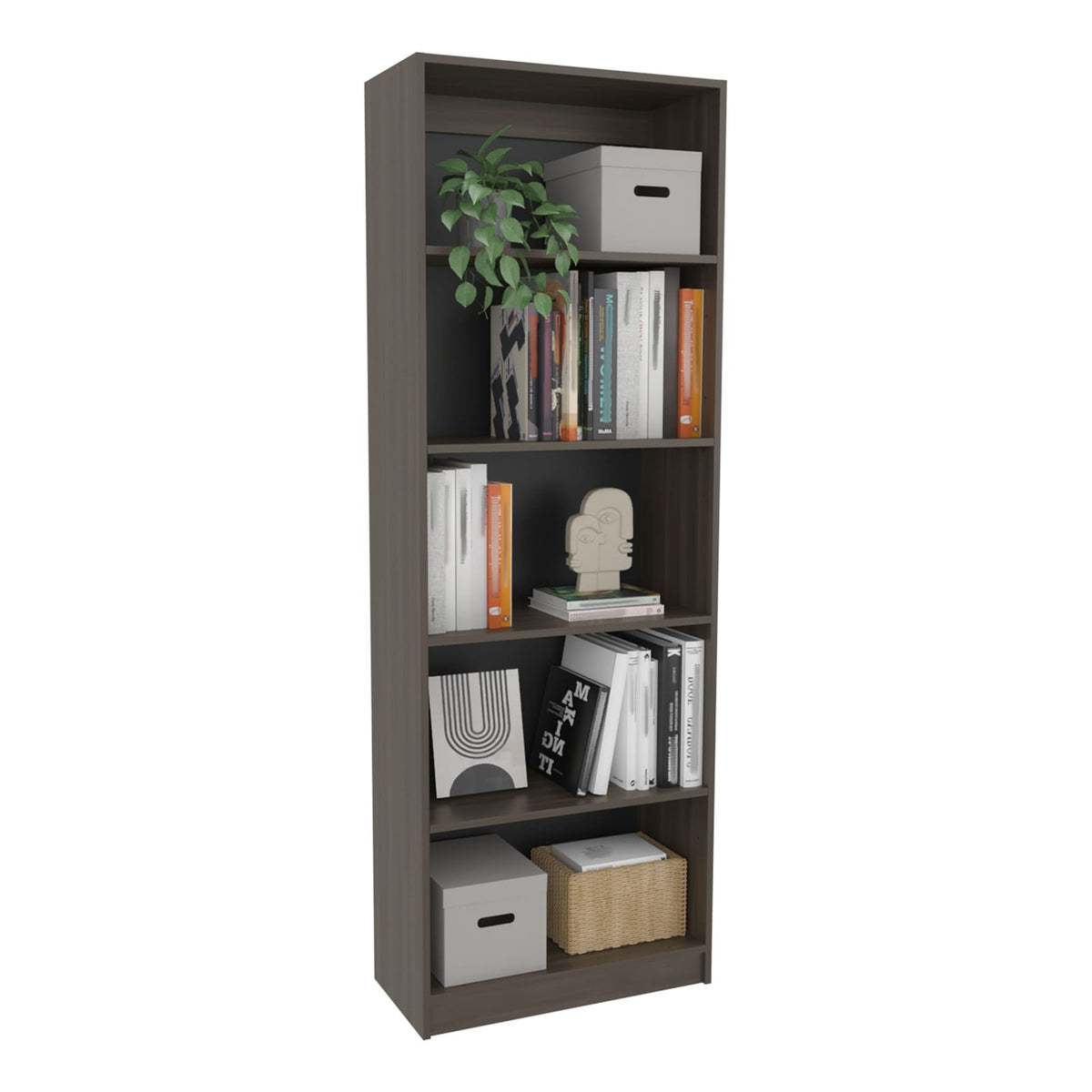 Brown Black Engineered Wood Bookcase 4 Tier Shelves