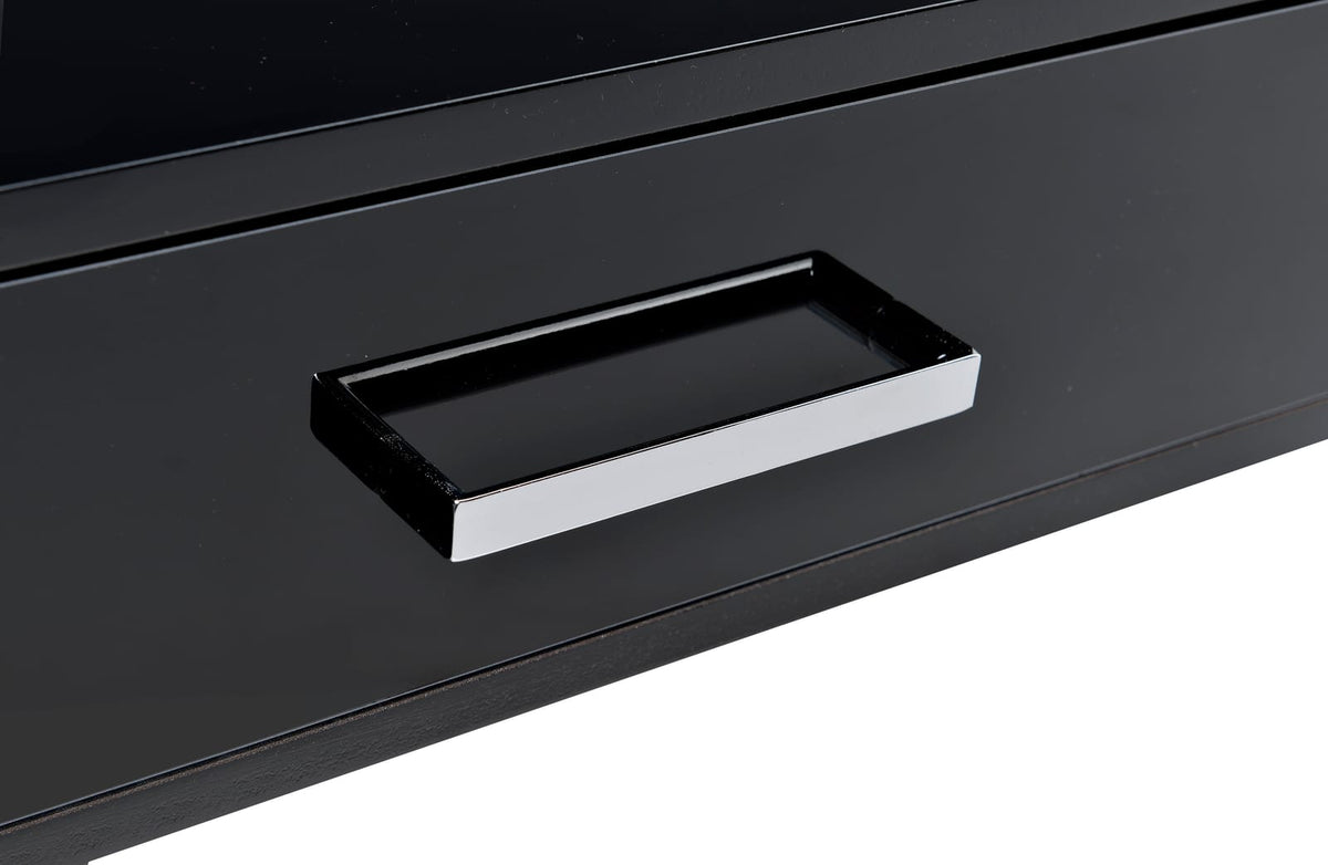 Black Rectangular Writing Desk with Storage Drawers