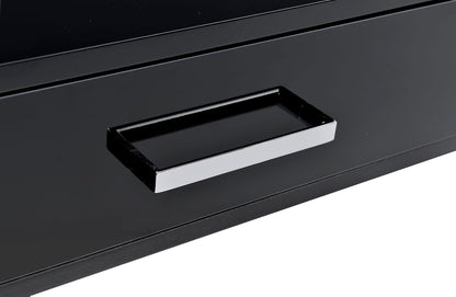 Black Rectangular Writing Desk with Storage Drawers