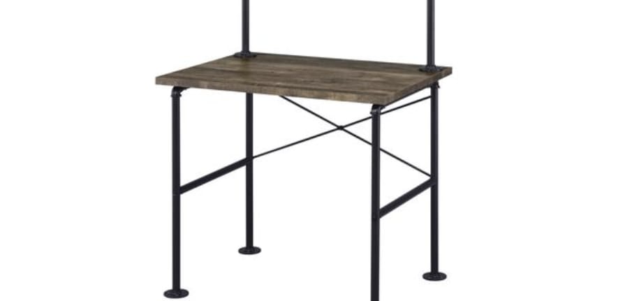 Ensata Rustic Oak & Black Finish Writing Desk - Home Office Storage