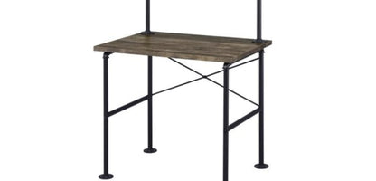 Ensata Rustic Oak & Black Finish Writing Desk - Home Office Storage