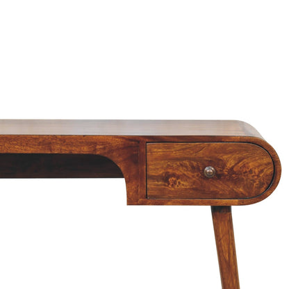 Solid Mango Wood London Arch Desk - 2 Drawers, Brown