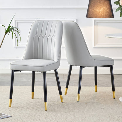 Light Gray Dining Chairs - 2 Piece Set PU Leather