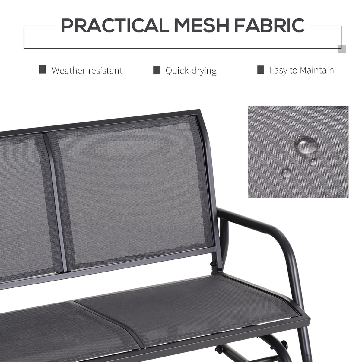 Outsunny 2-Person Outdoor Glider Bench - Grey Steel Frame