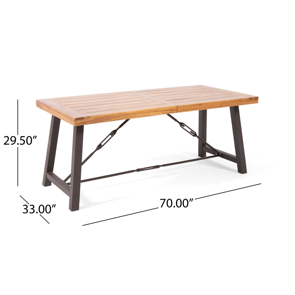 Transitional Acacia Wood Patio Dining Set with Iron Frame