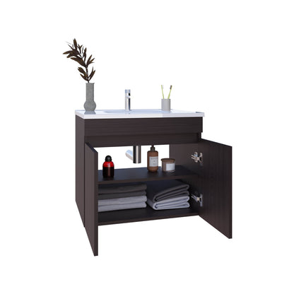Black Bathroom Vanity with Double Doors - MDF Storage