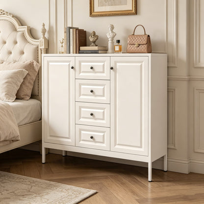 47.24" Beige Steel Storage Cabinet with Drawers & Shelves
