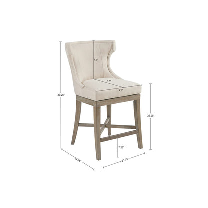 Cream Polyester Swivel Counter Stool - 300 lb Capacity