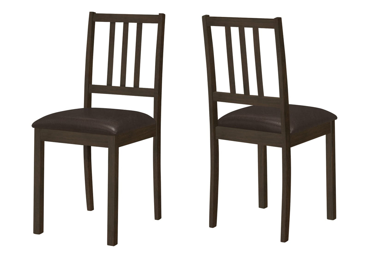 Espresso Faux Leather Dining Chairs - Set of 2 for Living Room