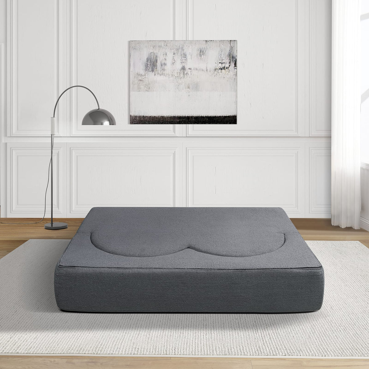 Light Grey Folding Sofa Bed - Space Saving Sleeper Futon for Living Room