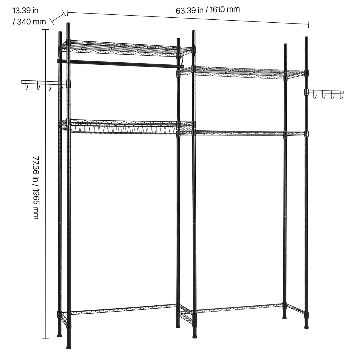 4 Tier Over Washer Dryer Shelf - Black Laundry Storage Rack for Living Room