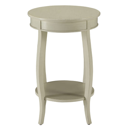 Antique White Round Side Table with Storage Shelf for Living Room