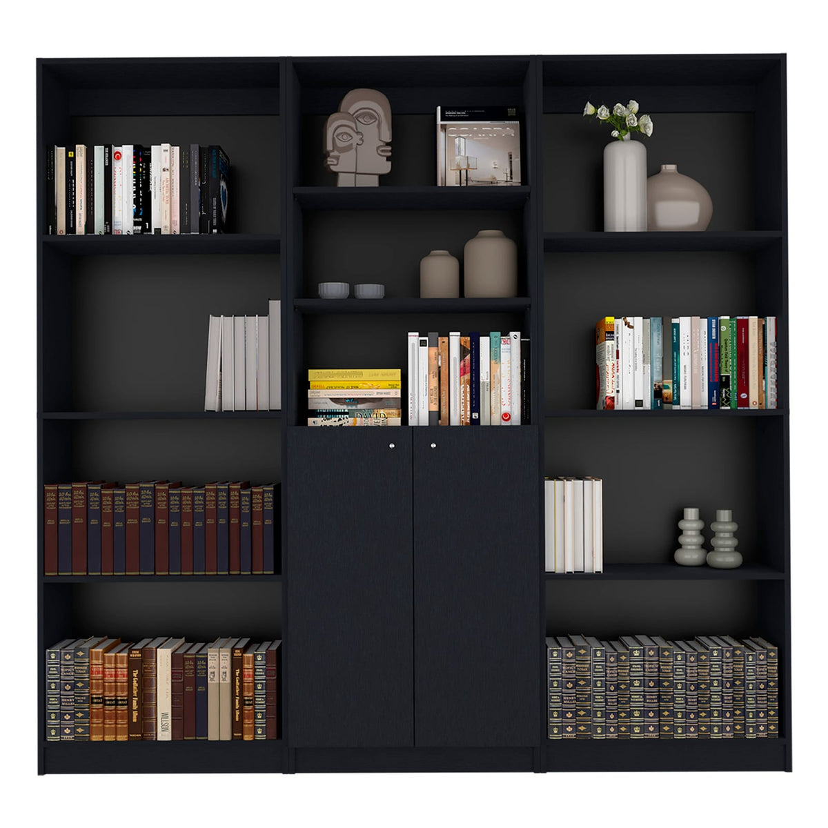 Wenge 3-Piece Bookcase Set - 8 Shelves