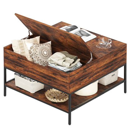 Black Brown Farmhouse Coffee Table with Storage