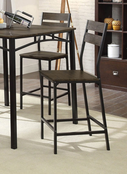 Antique Brown Metal Dining Table Set - Seats 4