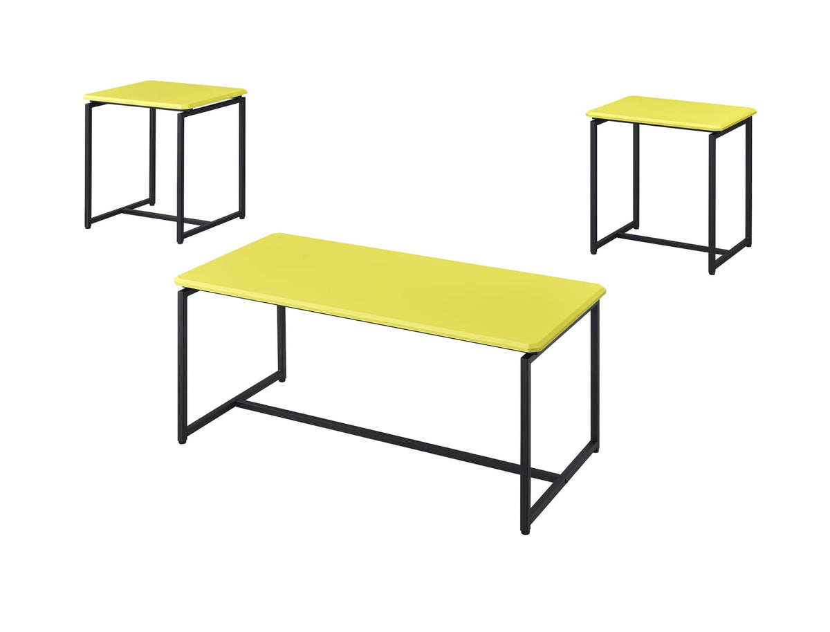 Yellow Carbon Fiber Coffee Table Set - 3 Piece