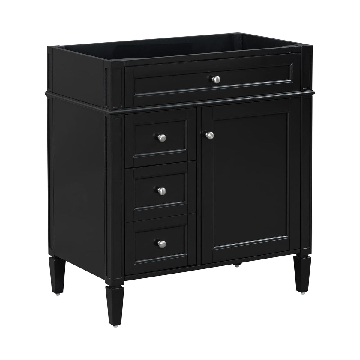 Black Bathroom Vanity with Storage - 2 Drawers, MDF