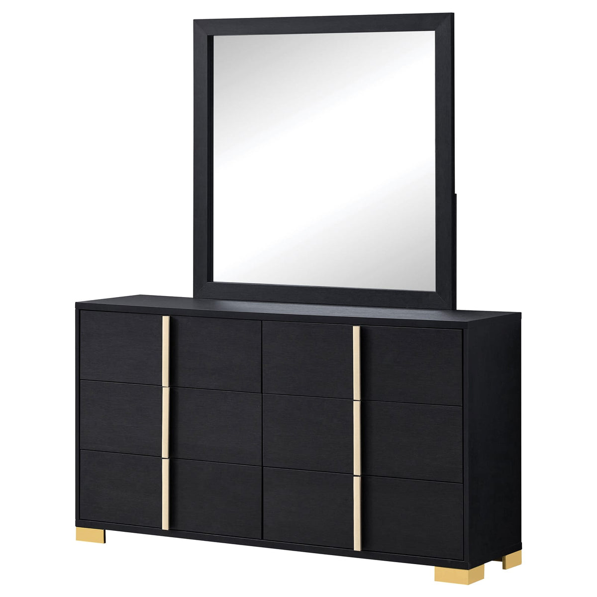 Black 6-Drawer Dresser Bedroom Storage