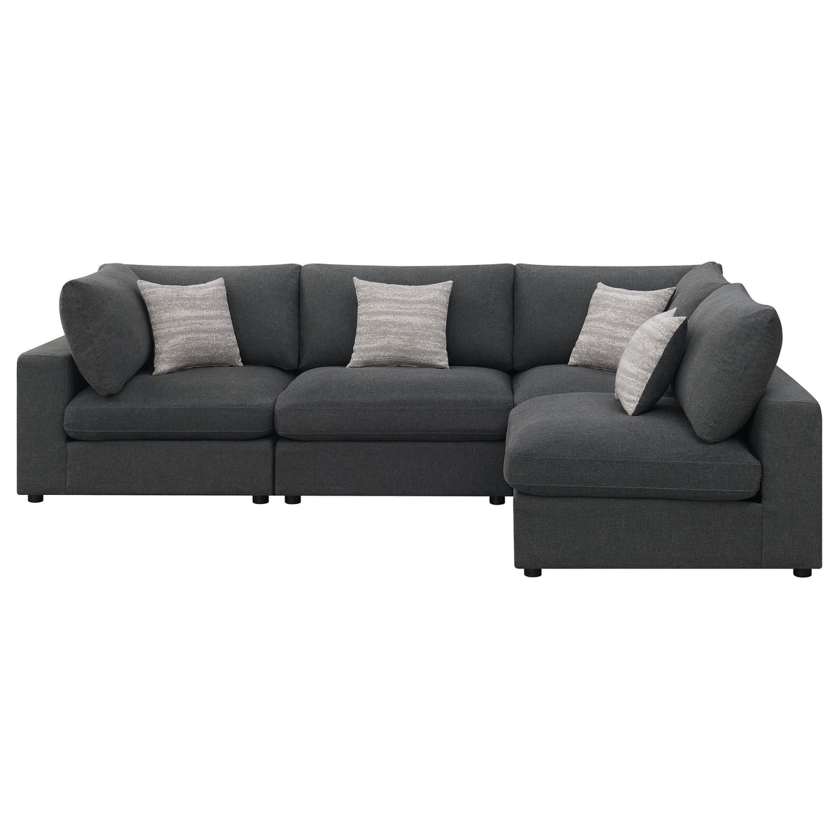 Charcoal Upholstered 4 Seat Sectional Sofa for Living Room