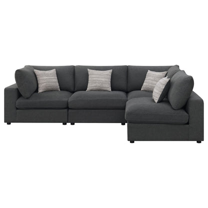 Charcoal Upholstered 4 Seat Sectional Sofa for Living Room