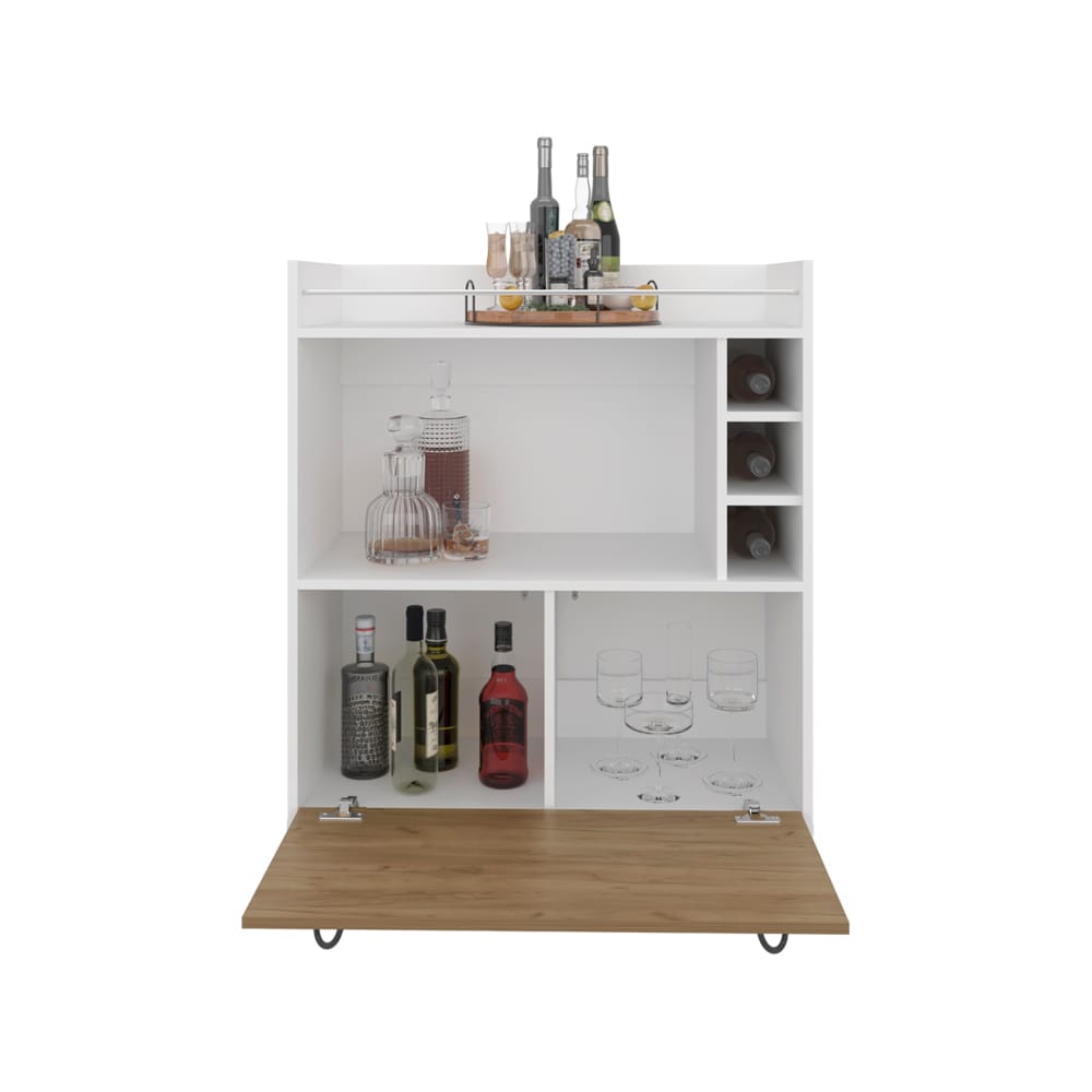 Multi-Colored Bar Cabinet with Wine Racks for Living Room