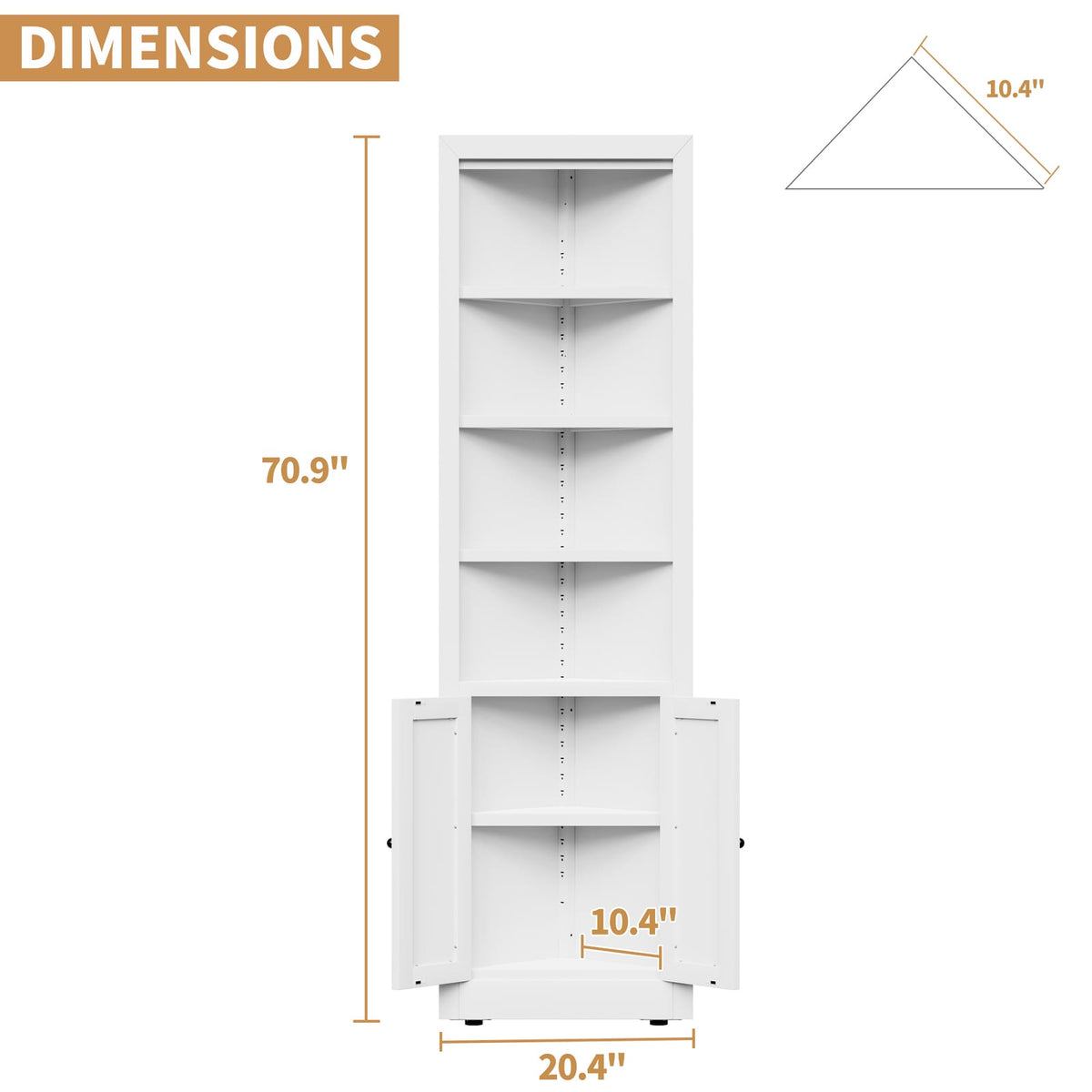 White Bathroom Storage Cabinet - 1 Door, 5 Shelves