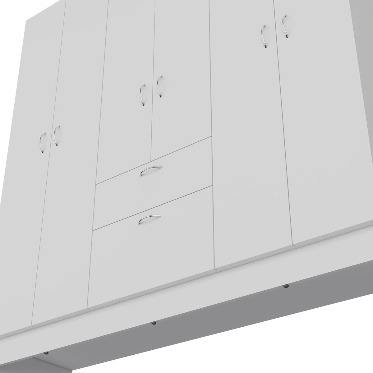 White 6-Door Wardrobe with Shelf and Drawer - Bedroom Storage