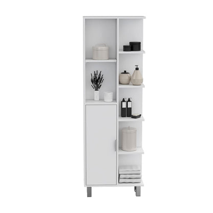 White Engineered Wood Bathroom Storage Cabinet with Legs
