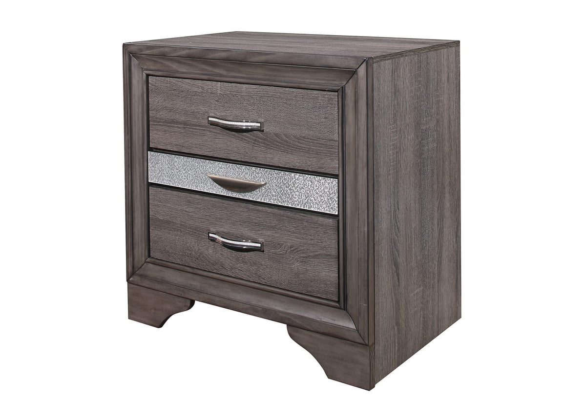 RYDER Sparkle Grey Nightstand - 2 Drawers, Modern Style