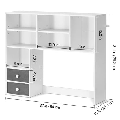 3-Tier Desktop Bookshelf - White Storage Organizer for Office & Dorm