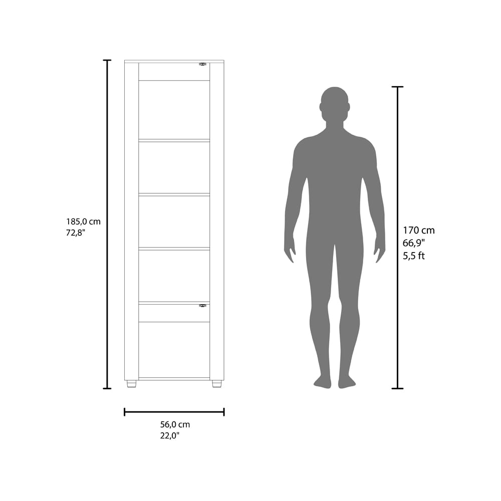 Multi-Color Dupont Bookcase - 5 Shelf Storage Cabinet for Home Office