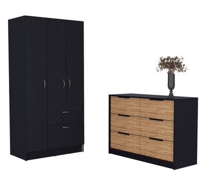 2-Piece Bedroom Set, Armoire and Dresser, Wenge and Pine
