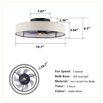 Matte Black Farmhouse Ceiling Fan with Remote Control for Bedroom