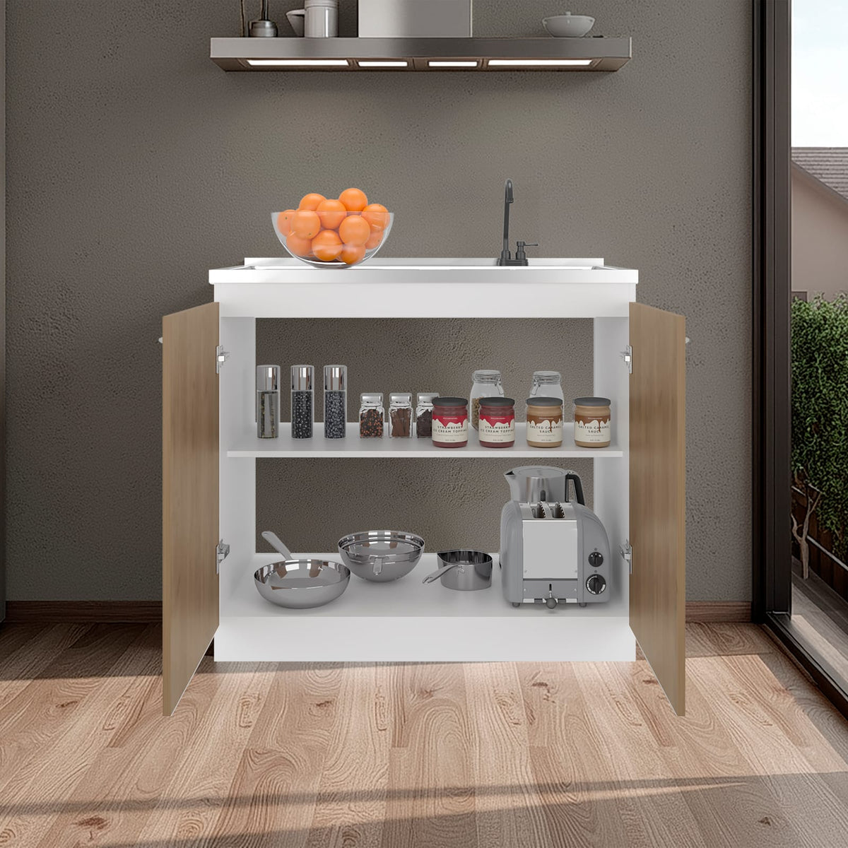 Napoles Utility Sink with Faucet - Natural+White Kitchen Sink