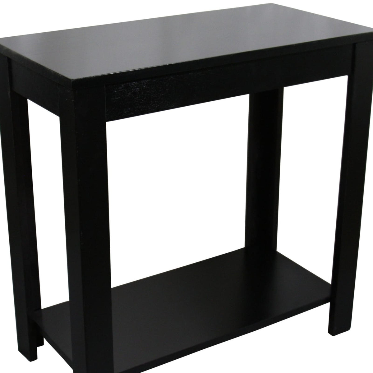 24" Wooden End Table - Black Finish | Storage Side Table