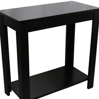 24" Wooden End Table - Black Finish | Storage Side Table
