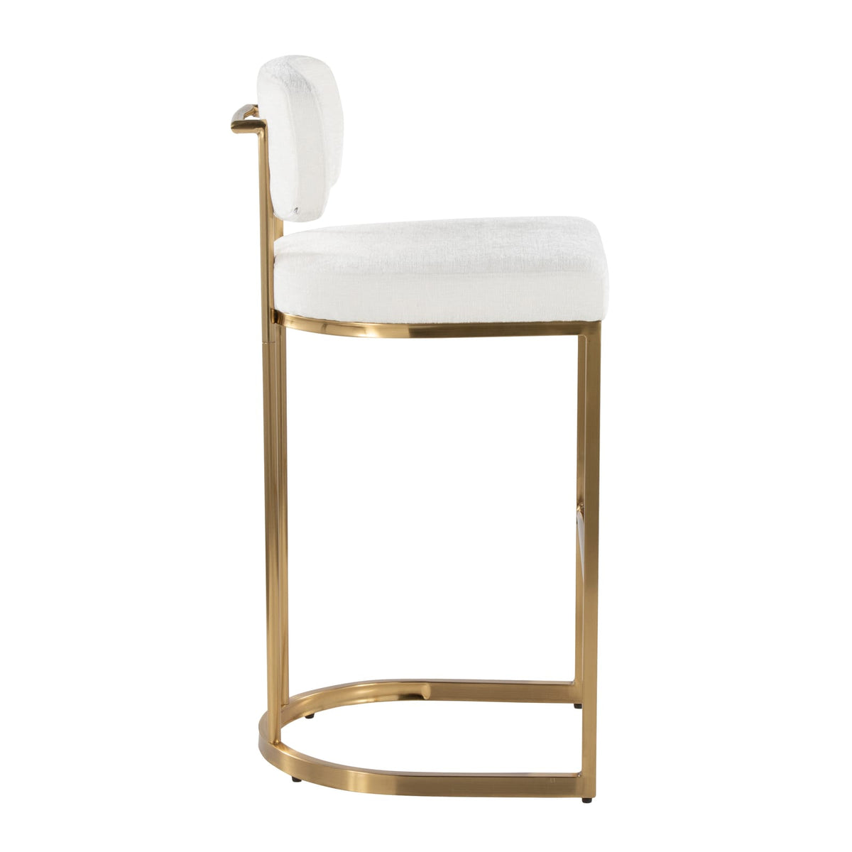 Gold Cream Fabric Barstool Set for Dining Room Seating