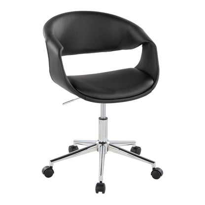 Black Faux Leather Swivel Task Chair - Chrome Base
