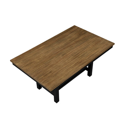Modern Farmhouse Dining Set with Storage Shelf and 6 Chairs