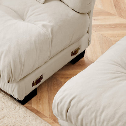 Light Coffee Chenille Sofa - 1 Seat Armless for Living Room