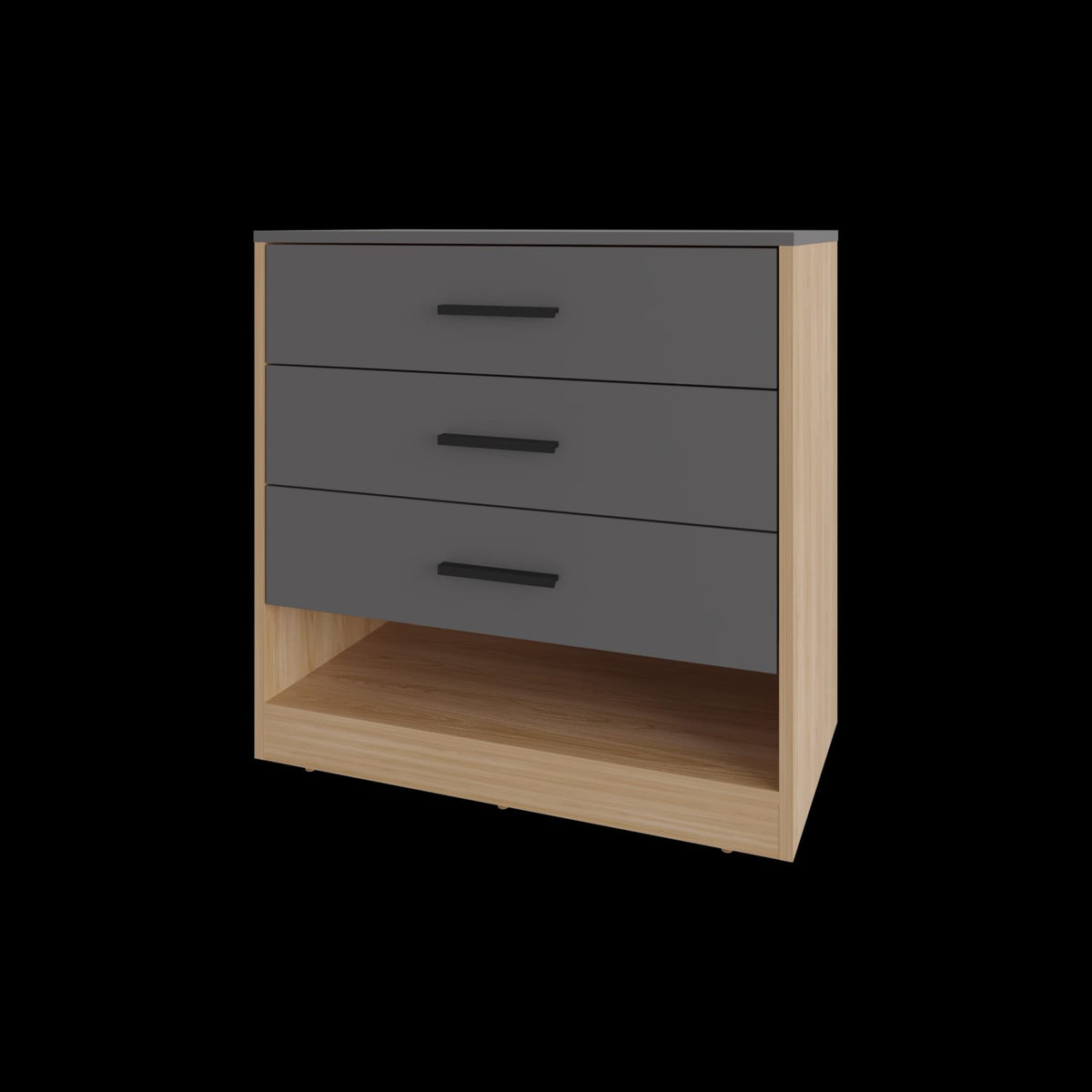 3-Drawer Multicolor Particle Board Dresser - Bedroom Storage