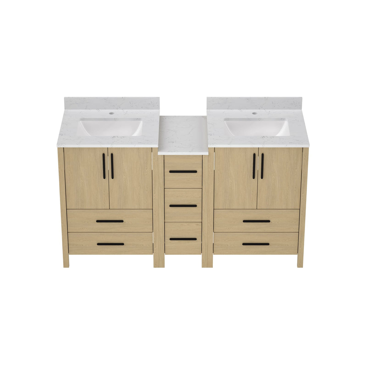Natural Wood Bathroom Vanity Cabinet - 60" Double Sink