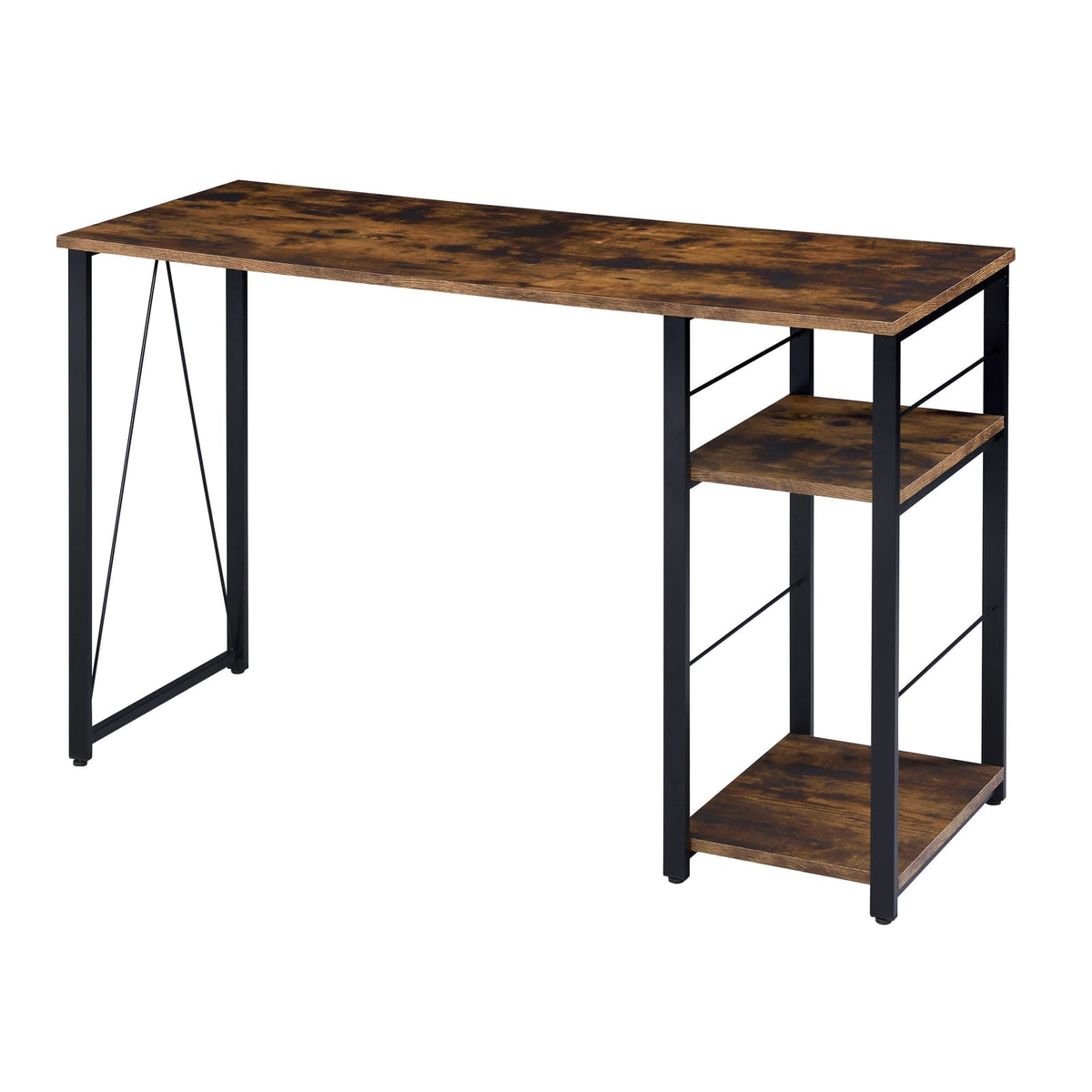 Black Brown Writing Desk with Shelves - Office Desk