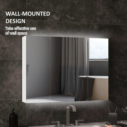 White Bathroom Medicine Cabinet with Mirror & Lights