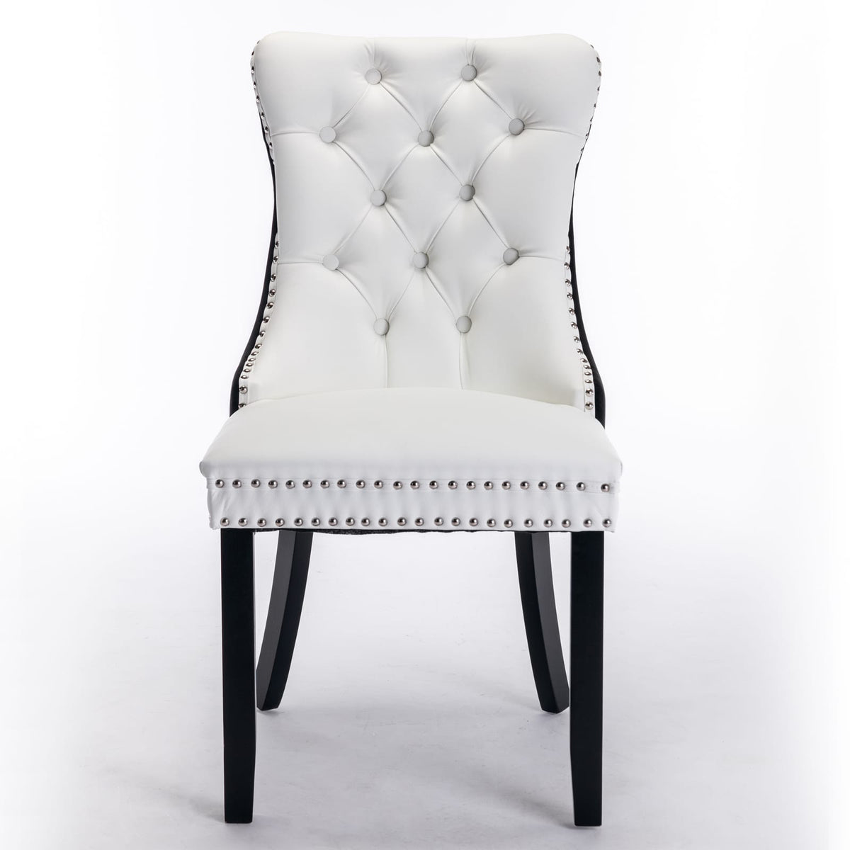 A&A Furniture Nikki Collection Dining Chairs - White+Black PU Leather Set of 2