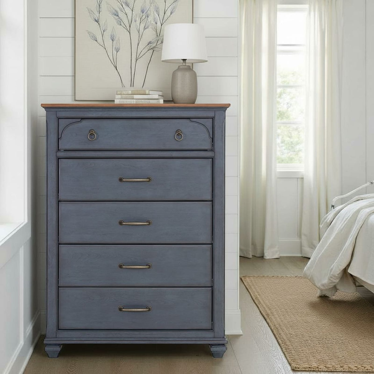 Americana 5-Drawer Chest - Blue Corduroy Finish