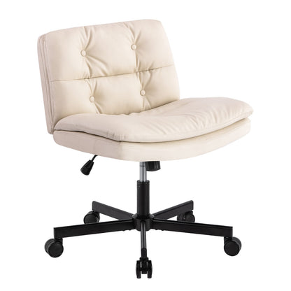 Beige Office Chair with Caster - Modern Living Room Desk Chair
